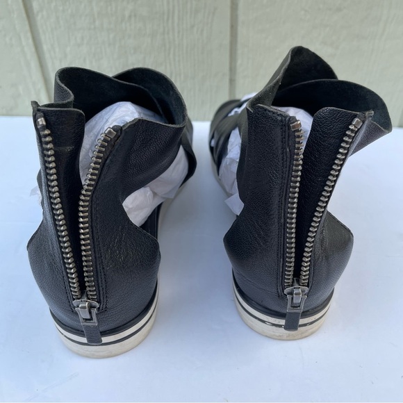 Eileen Fisher‎ Sandals Womens 9 Black Sport Tumbled Leather Wedge Heel Sneaker - Picture 6 of 16